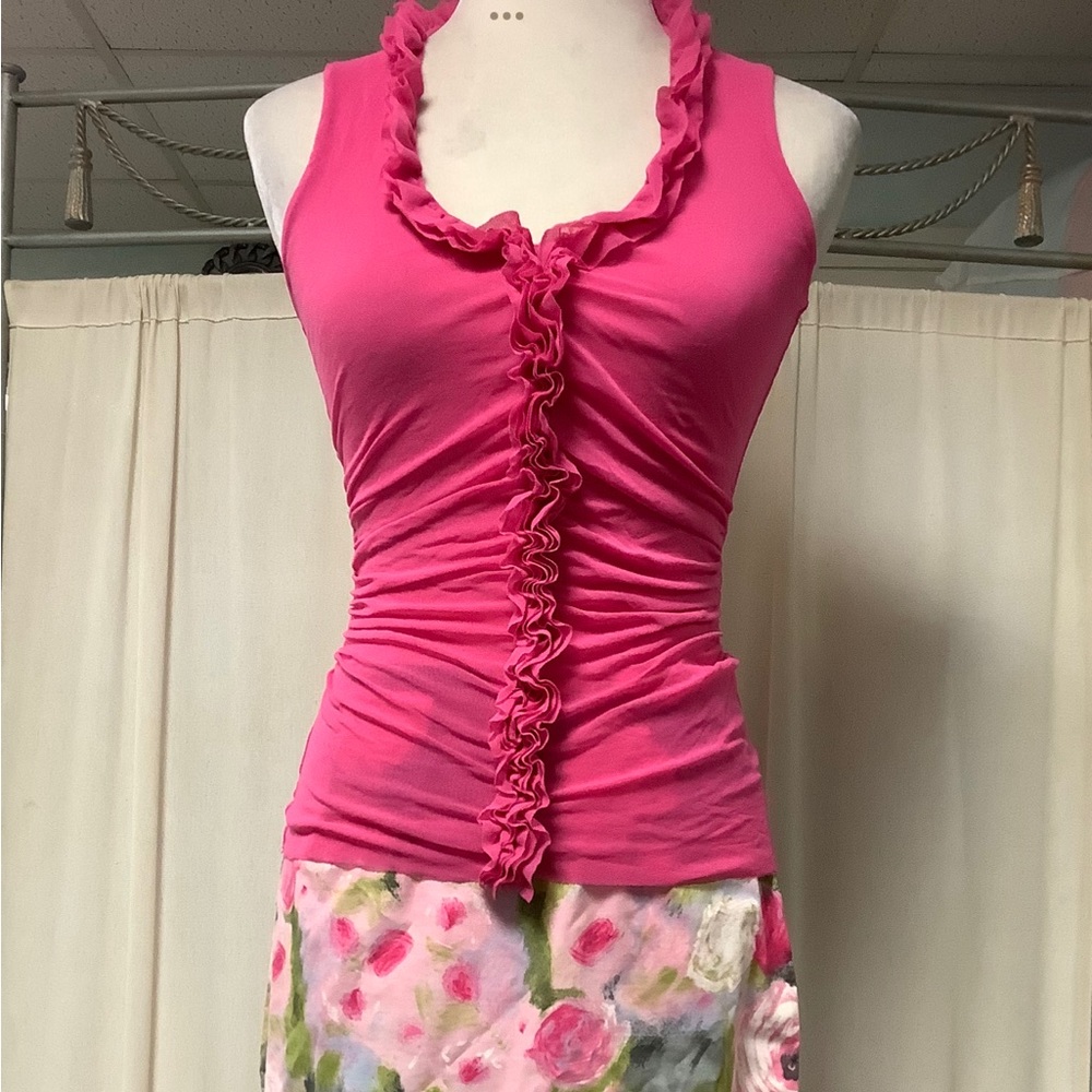 SWEET PEA Semi-Sheer Floral 2 Layer Top TRINA TURK Floral Skirt